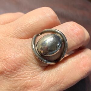 Heavy Vintage Modern Sterling Oval Ring
